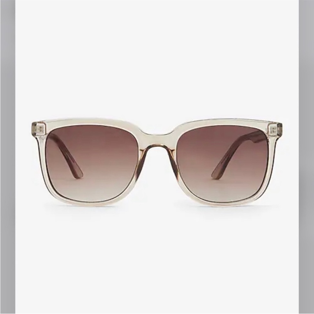 Express tan translucent rounded square frame sunglasses